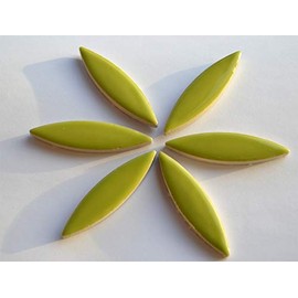Ceramic Mosaic Stones Leaf Shape Approx. 6 cm Long Green Pack of 6 for Flowers Approx. 45 g Frost-Proof