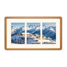 OUBOXDPF 8x14 Collage Picture Frame Teak Wood, Multiple Three 4x6 Photos or 8x14 without Mat, Rustic Photo Frame with Tempered Glass Hanging Displaying Horizontally or Vertically