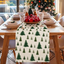 Tian Zhun Christmas Table Runner, Christmas Tree Table Runner Christmas Winter Home Kitchen Party Dining Table Decoration 40x140cm