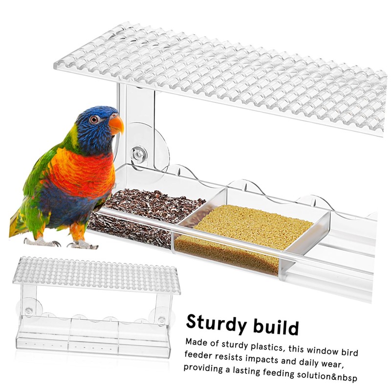 CORHAD Clear Window Bird Feeder with Suction Grip Outdoor Feeding