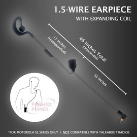 PROMAXPOWER G-Shape Swivel Earpiece Headset with in-Line PTT Button for Motorola Two-Way Radios SL7550e, SL7580, SL300, SL3500e, SL4000, SL8550e, SL1K