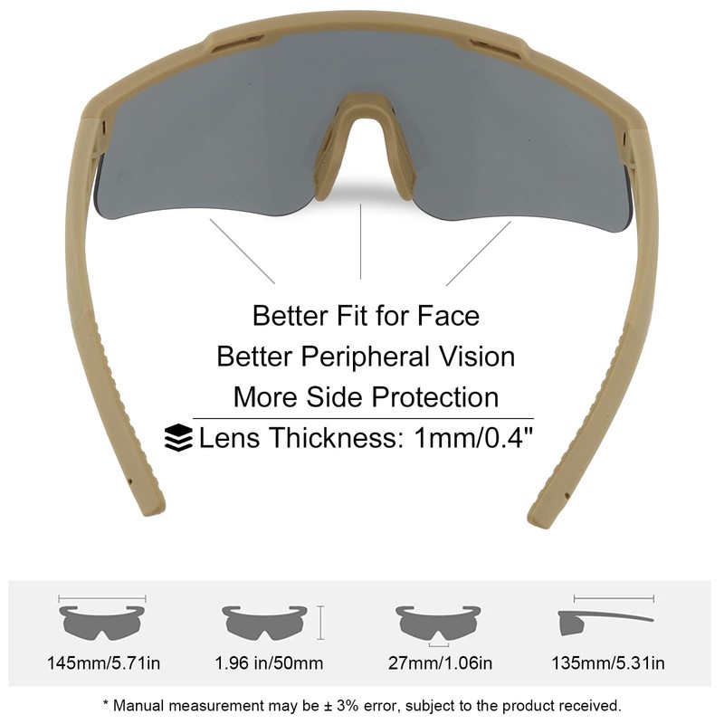 FOCUHUNTER Tactical Airsoft Glasses Anti Fog, with 3 Interchangeable Lens,