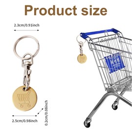 BRITECO 4pcs Stainless Steel Coin Keyring, Trolley Coin Keyring UK Set, Shopping Trolley Token Keyrings, Trolley Tokens for Supermarket, Cart Trolley Key, Removable Shopping Keychain (Gold)