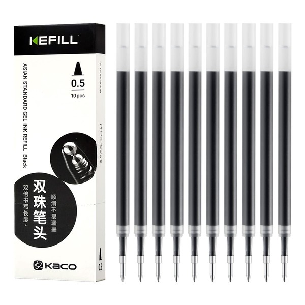 Gel Pens Refill for KACO Pens, Black Ink, Box of