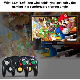 Yideng Gamecube Controller, 2er-Pack Classic Wired Gamecube-Controller Vibration Gamepad, Kompatibel mit Gamecube/Wii U/Wii/PC/Switch-Controller, schwarz