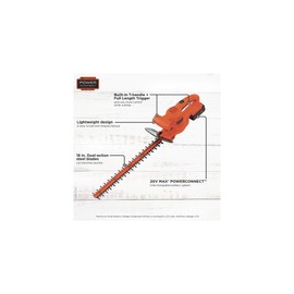 BLACK+DECKER 20V MAX Hedge Trimmer, Cordless, 18 inch Blade, Reduced Vibration, Battery and Charger Included (LHT218C1) | BLACK+DECKER