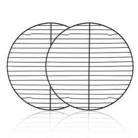 TeamFar 10.5 Inch Non-Stick Cooling Rack, Round Coated Stainless Steel Cooking Wire Rack Set of 2, for Baking/Roasting/Steaming/Cooling, Healthy & Heavy-Duty, Oven Safe & Easy to Clean