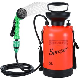 Finderomend Portable Shower for Camping with 7 Spray Modes, Hand Press Camping Shower with Removable Hose and Shower Head,5L