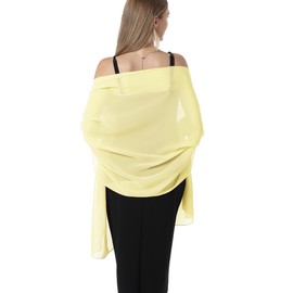 Chiffon Shawls and Wraps for Evening Dresses Women Elegant Soft Scarf Bridal Scarve Wedding Stole (Yellow, One Size)