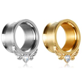 TBOSEN 1Pairs Plugs and Tunnels for Ears Piercing Hangers Ring Expander Stretchers Stainless Steel Ear GaugesJewelry Ear Gauges2g-1'' in 6mm-25mm