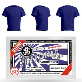 HOPS Viktoria Textile Dye, 10g (59 Colors), Machine Washable - Fabric Dye, Textile Paint, Clothing Dyeing, 200g Fabric Dyes 2 T-Shirts, Indigo Blue