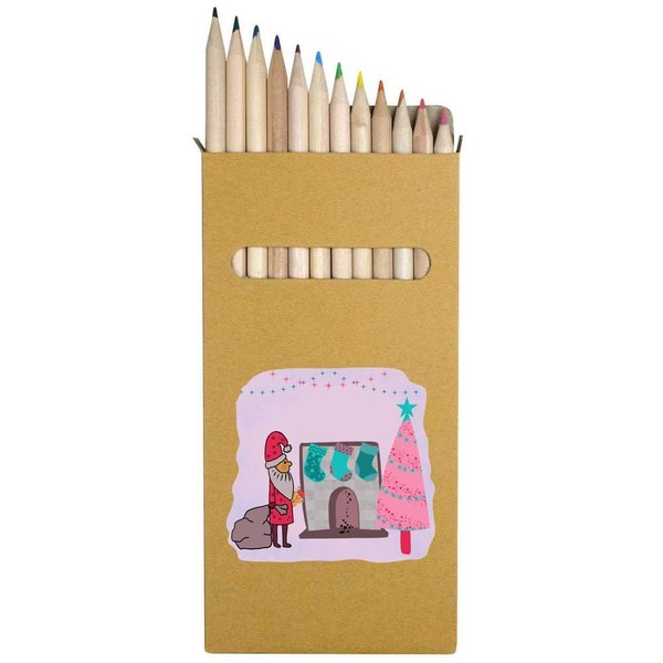 Azeeda 12 x 'Father Christmas Scene' Long 178mm Coloured Pencils/Pencil