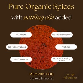 Spice Hut - Memphis-Style BBQ Dry Rub Seasoning Mix, Organic, with Salt, Southern Barbecue Spice Blend for Beef, Ribs, Steak, Chicken / Cookout Grilling Spice / All-Natural, Kosher, Vegan, Gluten Free, Keto -No MSG- 4oz Pack