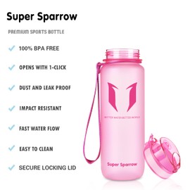 Super Sparrow Drinking Bottle - Tritan Water Bottle - 350 ml & 500 ml & 750 ml & 1000 ml - BPA-Free - Ideal Sports Bottle - Quick Water Flow, Sport, Water, Bike, pink