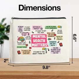 Mental Health Gifts for Women, Inspirational Mental Health Makeup Bag, Positive Affirmations Gifts, Motivational Gift for Friends Mom Daughter Sister Bestie, Self Love Gifts Mental Health Cosmetic Bag