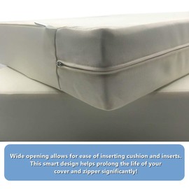 CozyLounge Cream White Outdoor Water Repellent Patio Chair Cushion Seat Pillow Covers (22"x20"x4" (2 Covers))