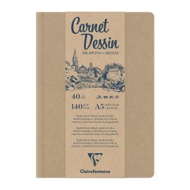 Clairefontaine 975963C Sketchbook with Thread Binding DIN A5 14.8 x 21 cm with Hard Cover White Paper Extra Fine Grain 140 g 40 Sheets 1 Piece