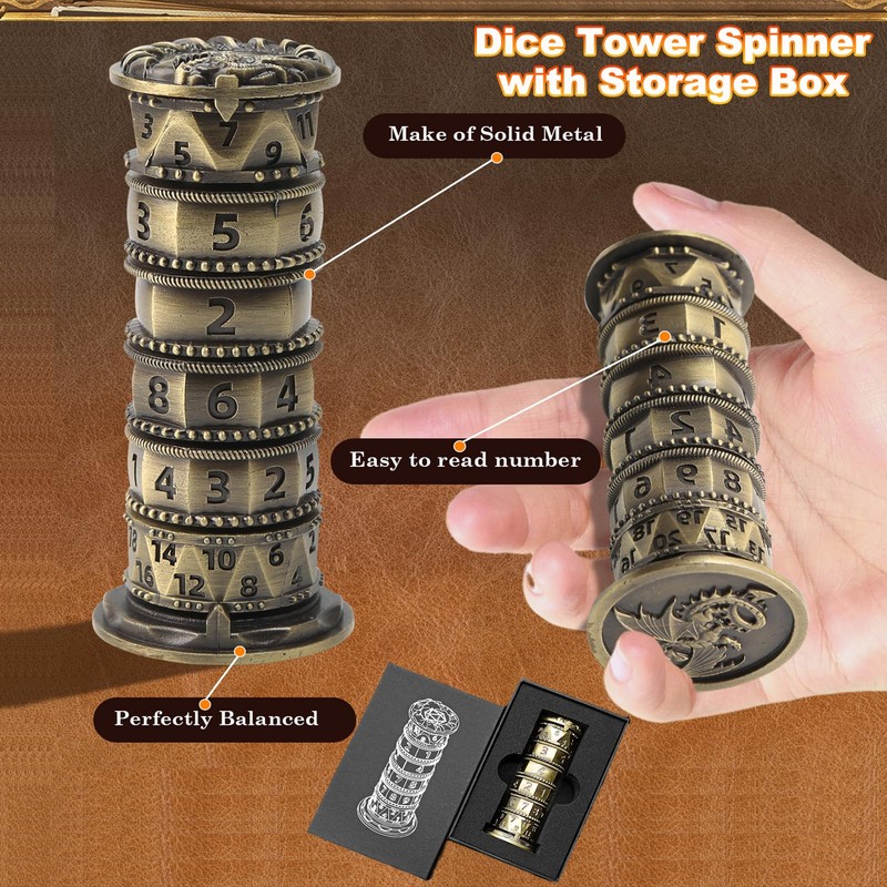 iFCOW Würfelkreisel 7 in 1 Metall Roulette Würfel Spinner D4