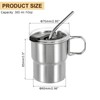 sourcing map 304 Stainless Steel Cup with Handle & Straw