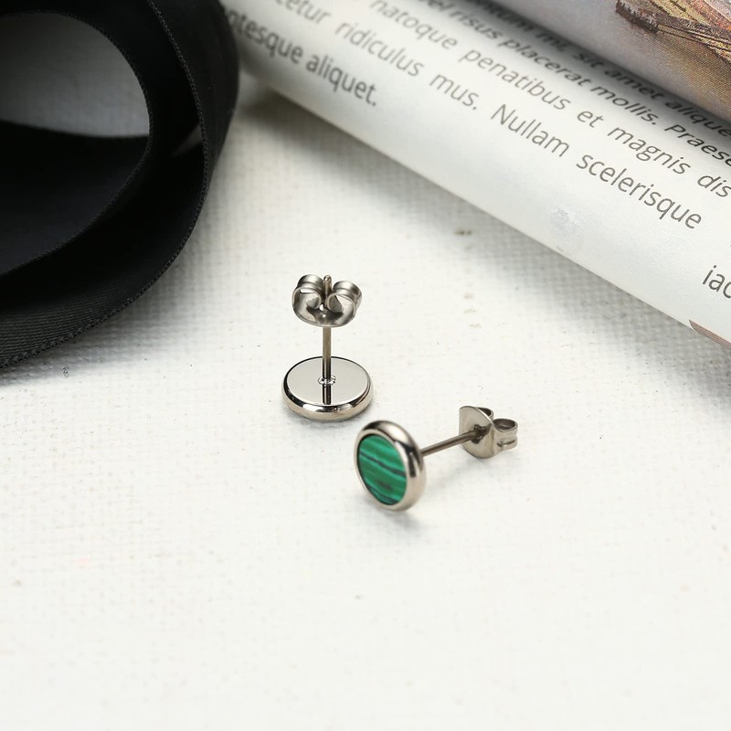 Pure Titanium Earring For Sensitive Ear High Polish Round Synthetic