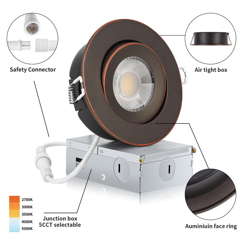 KnLnny Ware Oil Rubbed Bronze Recessed Lighting 4 Inch 6