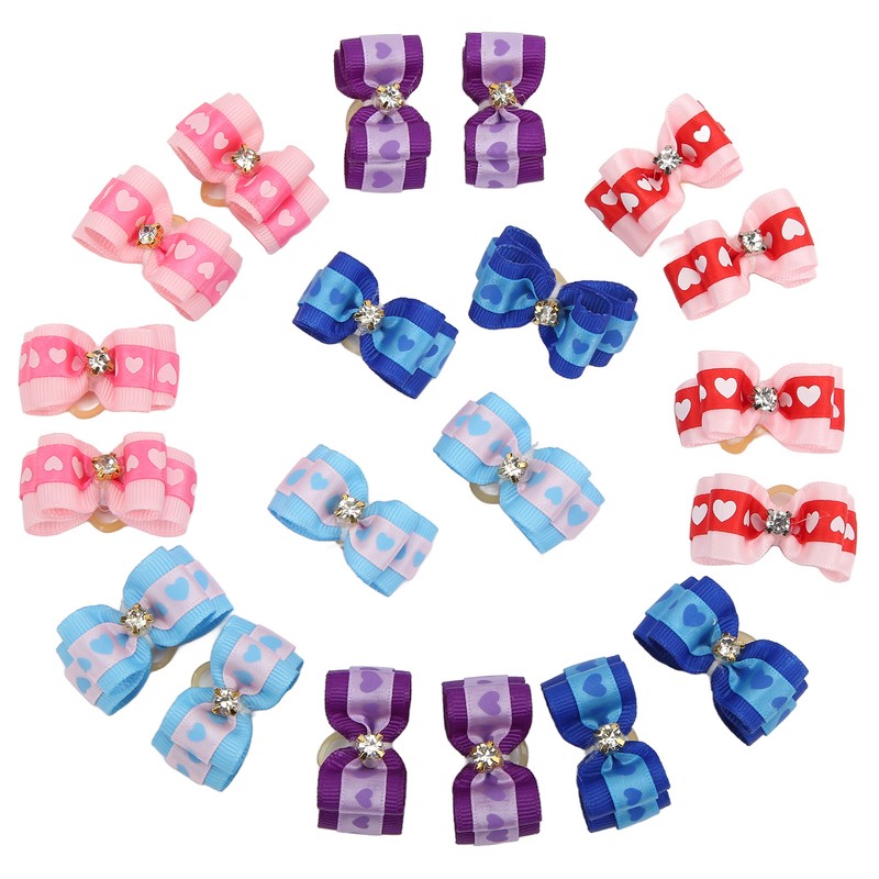20pcs Pet Hair Bows Dog Grooming Bows with Rubber Bands