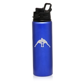 MIP 25 oz Aluminum Sports Water Travel Bottle Wrestle Wrestling (Blue)