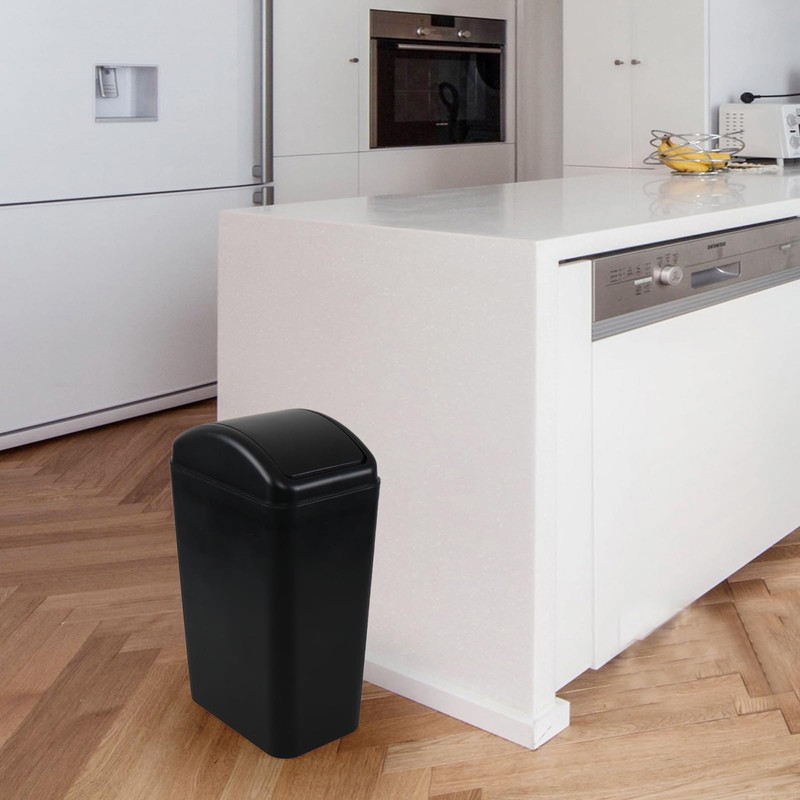 Knifefish Slim Plastic Trash Can with Swing Top, 3.5 Gallon