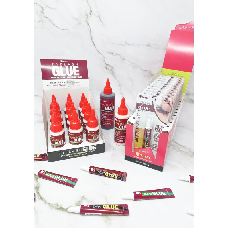 Sassi Eyelash Glue Clear 2oz | Quick-Drying, Natural Extract Formula,