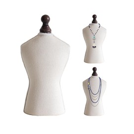 TINGSING Jewelry Mannequin Display Stand Vintage Necklace Bust Stand Female Dress Form Jewelry Bust Organizer Holder for Show Pendant, Earrings, Rings,Half Body