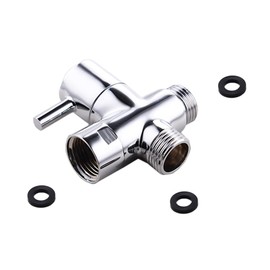 3-Way Diverter Valve Shower G1/2 Inch Shut-off Valve Diverter Valve Brass Shower Adapter with Rubber for Rain Shower and Shower Arm Silver