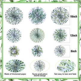 Outus Hanging Paper Fans Classroom Decorations Themed Ceiling Wall Garland for Birthday Wedding Baby Shower Classroom Bulletin Board Decor(18,Eucalyptus)