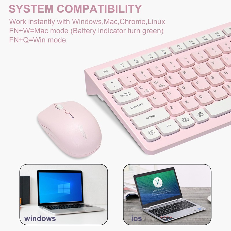 Wireless Keyboard and Mouse Combo, Reccazr 2.4G Full-Sized Keyboard and