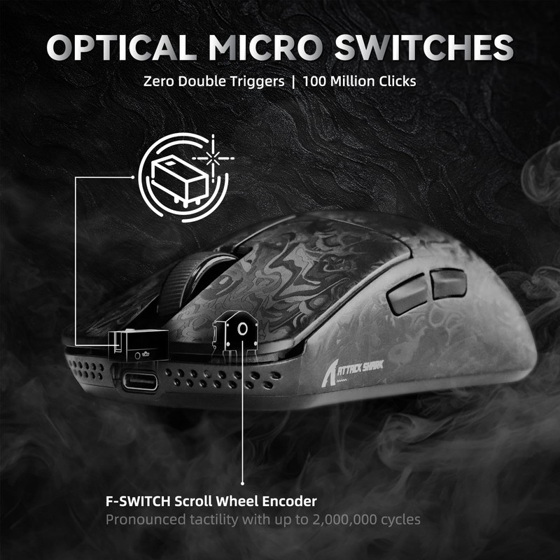 ATTACK SHARK R11 Ultra 8K Carbon Fiber Wireless Gaming Mouse,