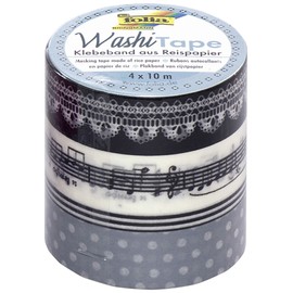 folia 26402 - Washi Tape, Klebeband aus Reispapier, 4er Set Melodie - ideal zum Verzieren und Dekorieren