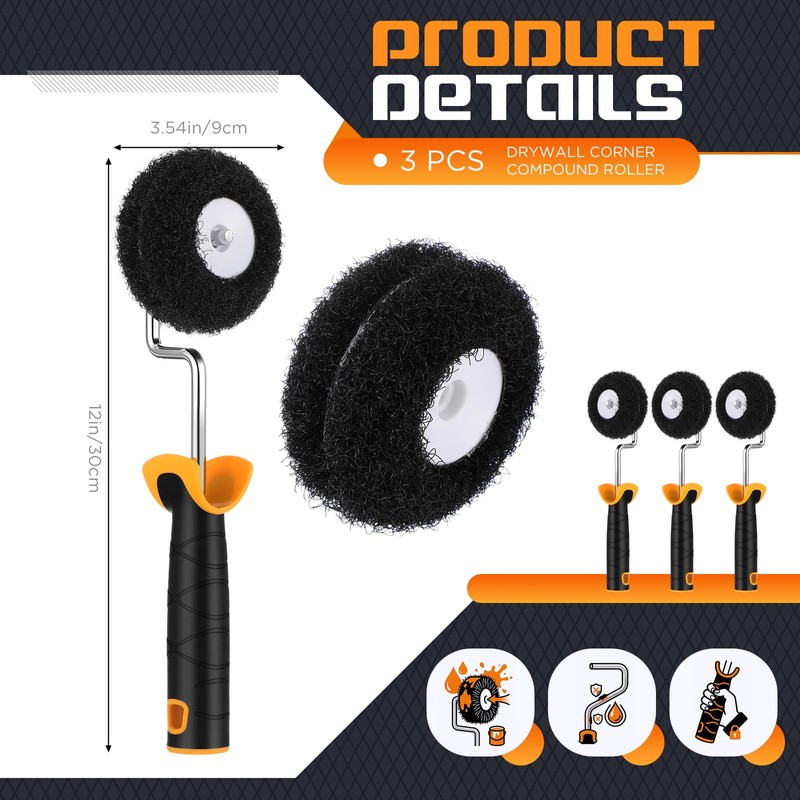 Leumoi 3 Pieces Drywall Corner Rollers Drywall Corner Compound Roller