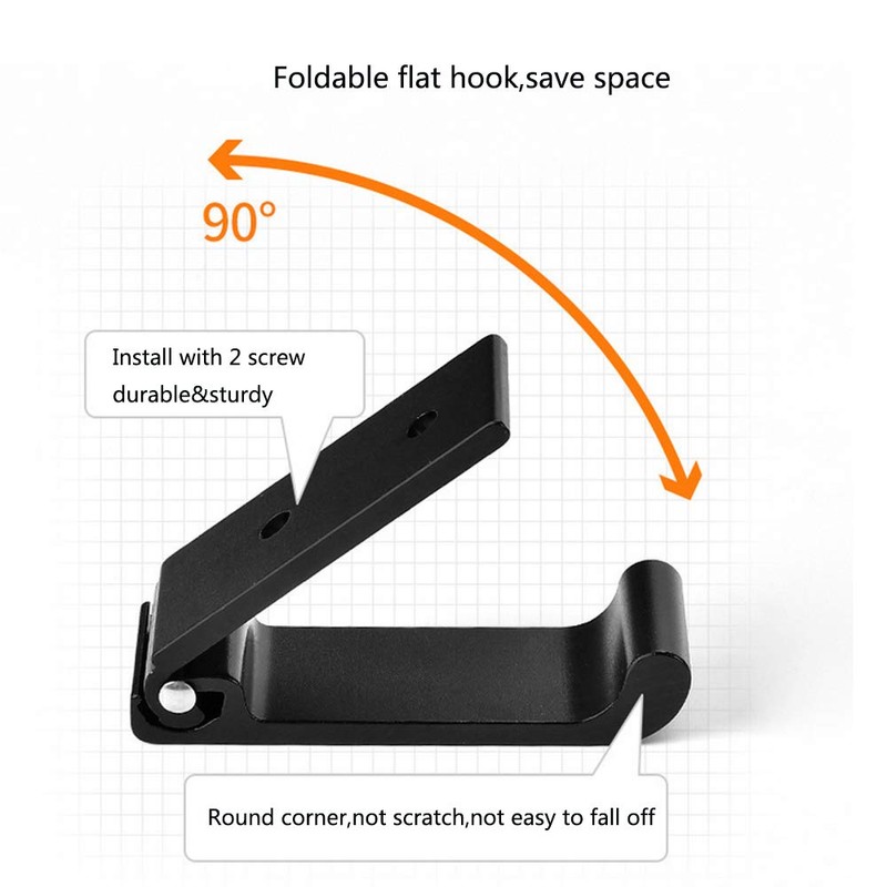 5-Pack Folding Aluminum Alloy Wall Mounted Coat Clothes Hook Single