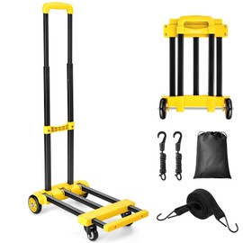 KEDSUM Folding Hand Truck, 290 lbs Dolly Cart with Wheels, Collapsible Hand Truck Dolly, Foladable Utility Cart Lightweight and Portable Luggage Cart for Airport Travel, Moving and Office Use, Yellow