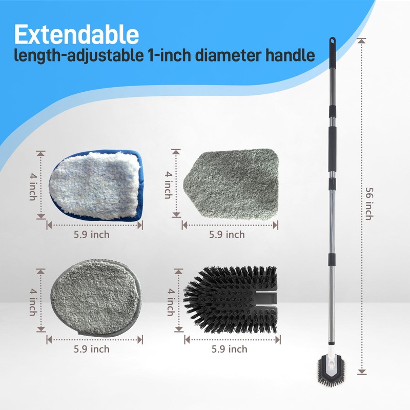 FRAXIR Floor Scrub Brush, 5 in 1 Tile Tub Scrubber