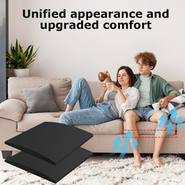 KBIBCK 2PCS Sofa Cushion Support, 50 x 50 cm Sponge Sofa Support, SofaSaver, SofaSeat Cushion for Sagging Seat Curve Furniture Seat, SofaSupport Boards, SofaFoam for under SeatCushions (Black)