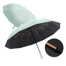 Maibar Umbrella Windproof Strong, 24 Ribs Waterproof Umbrella, Folding Travel Umbrellas, Wind proof Parasols for Men and Women (Mint Green)