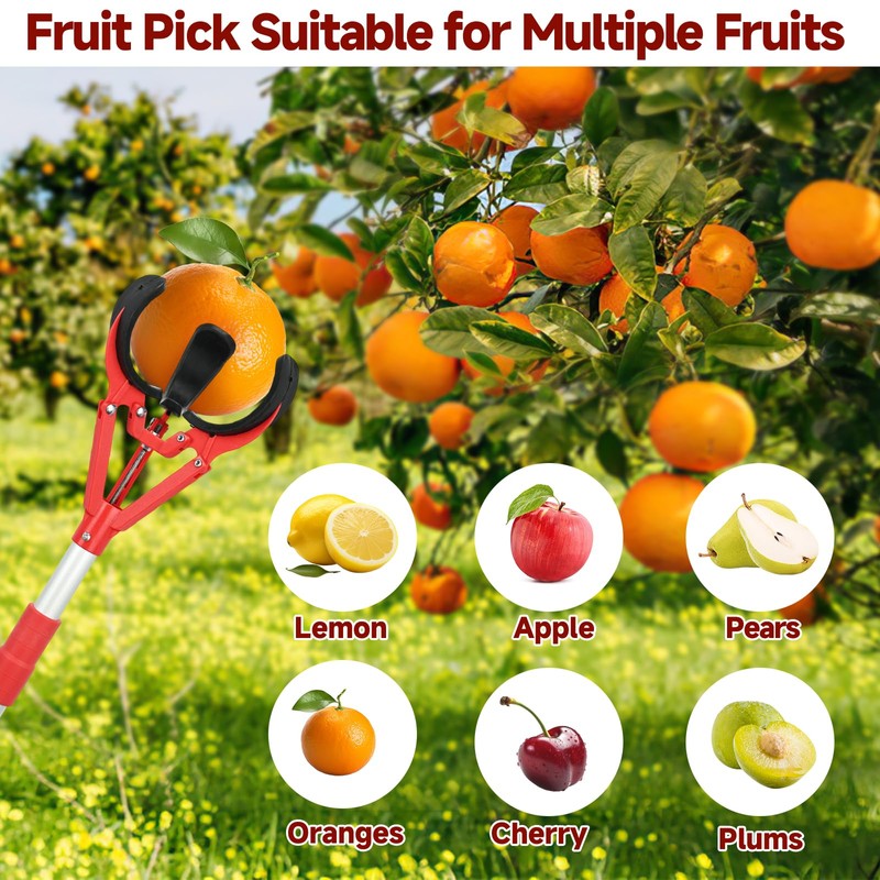 tonchean Fruit Picker, Adjustable 51-91'' Fruit Picker Pole Tool with