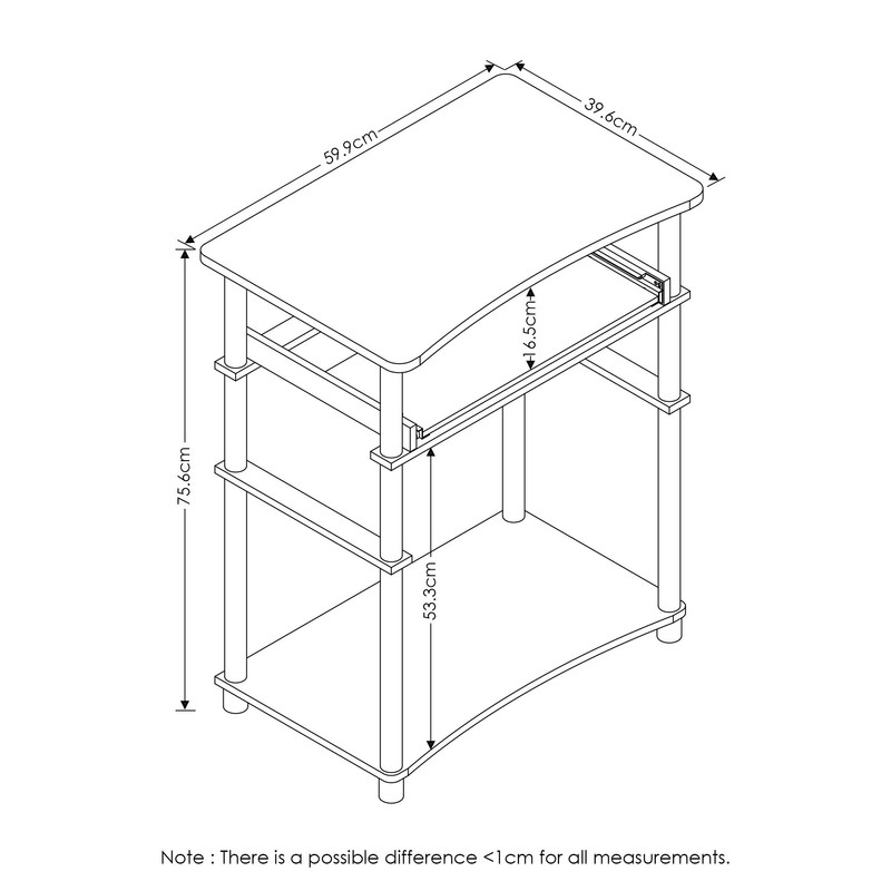 Furinno Home Laptop Notebook Computer Desk, Black/Grey