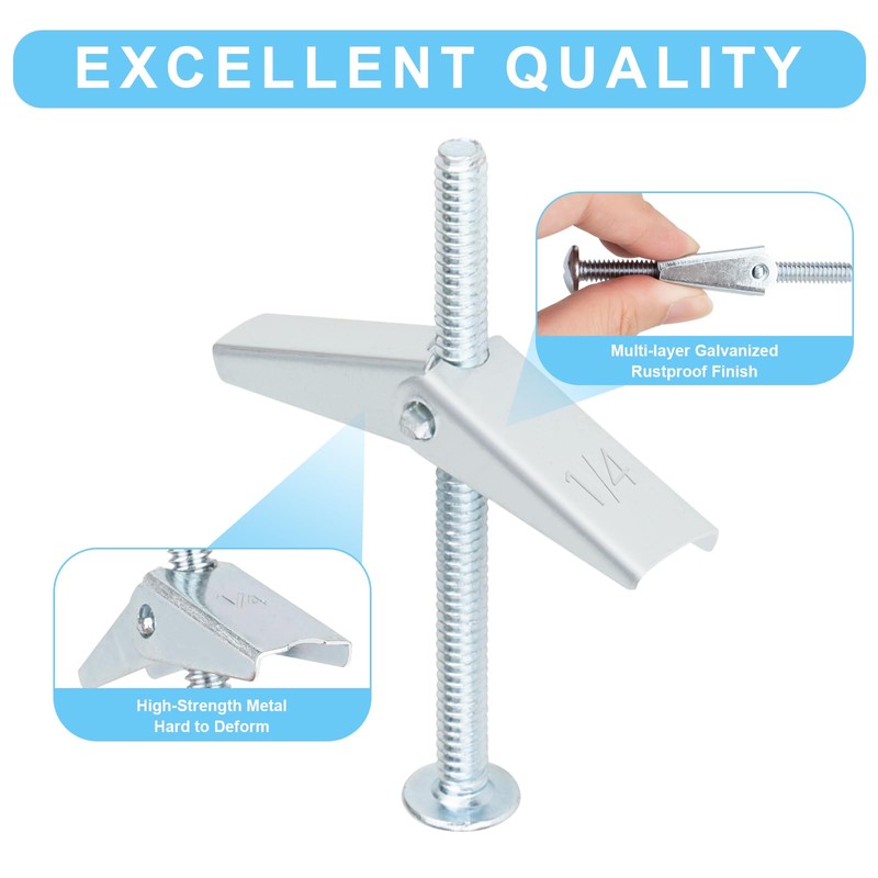 24Pcs Hollow Wall Anchors 3/16” Heavy Duty Butterfly Anchors for