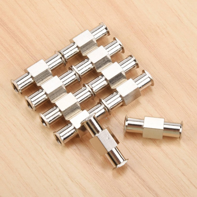 10Pcs Coupler Luer Syringe Connector Metal Double Joints Luer Lock
