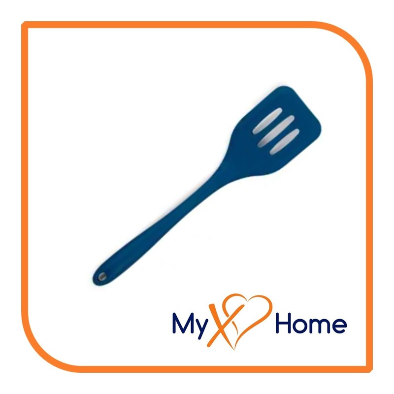 MyXoHome 8" Blue Silicone Spatula & Slotted Turner Set by