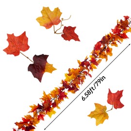 SITUMEIZI Fall Garland Maple Leaves 6.5Ft Leaf Autumn Foliage Garland for Thanksgiving Fireplace Decorations Fall Wedding Outdoor Decor 1pc