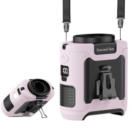 Socool 10000mAh Portable Waist Fan Clip On Personal Fans Rechargeable, 67H Cooling Wearable Belt Shirt Fan with 5 Speed Wind Adjustable & LED Light, Hanging Neck Fan for Outdoor Jobsite Camping