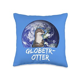 I love otter and travel the world globetrotter traveler pun Throw Pillow
