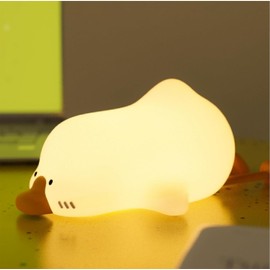 LOVTOUR 2024 Goose Night Light, Nursery Night Light, Lay-Flat Goose Light with Charging Port, Three-Stage Dimmable Silicone LED Duck Light, Cute Decorative Light for Nursery Bedroom, Fun Light